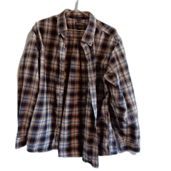Eddie Bauer Other - Eddie Bauer Brown Plaid Button Down Mens Large Long Sleeve Relaxed Fit Shirt
